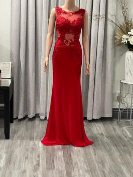 Jovani Red Size 4 Black Tie $300 Straight Dress on Queenly
