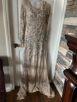 David's Bridal Gold Size 6 Prom Jewelled $300 Straight Dress on Queenly
