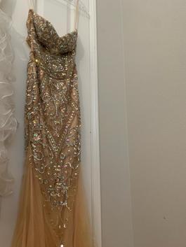 Mac Duggal Gold Size 4 Black Tie Mermaid Dress on Queenly