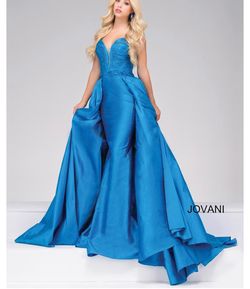 Jovani Blue Size 4 Pageant Floor Length 50 Off Train Dress on Queenly