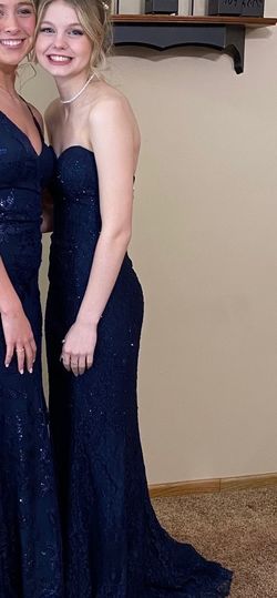Jovani Navy Blue Size 0 Strapless $300 Mermaid Dress on Queenly
