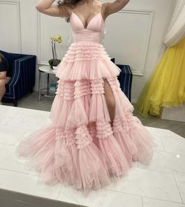 Sherri Hill Pink Size 0 Ruffles Spaghetti Strap Prom Ball gown on Queenly