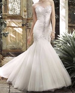 Style Trumpet Sottero and Midgley White Size 8 Floor Length Ivory Mermaid Dress on Queenly