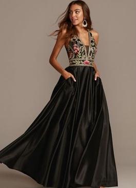 Blondie Nites Black Size 16 Pockets Embroidery Prom Jewelled A-line Dress on Queenly