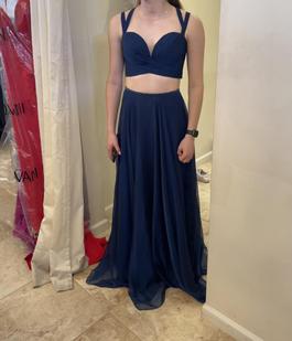 Style 23979 La Femme Blue Size 4 Navy A-line Dress on Queenly