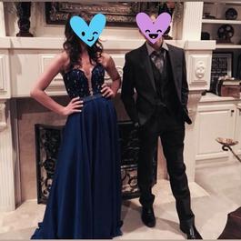 Style Strapless Sherri Hill Navy Gown With Strapless Sweetheart Neckline Size 4 Blue Size 4 Tall Height 50 Off Straight Dress on Queenly