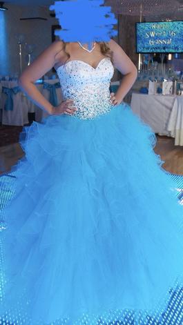 MoriLee Blue Size 10 Quinceanera Beaded Top $300 Ball gown on Queenly
