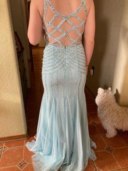 David's Bridal Blue Size 2 Tulle $300 Mermaid Dress on Queenly
