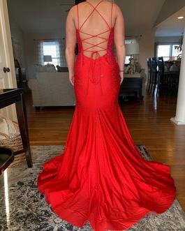 Sherri Hill Red Size 12 Floor Length Jewelled Military Straight Dress on Queenly