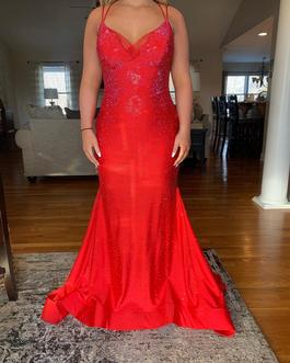 Sherri Hill Red Size 12 Floor Length Jewelled Military Straight Dress on Queenly