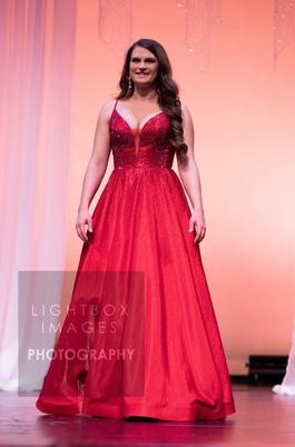 Ellie Wilde Red Size 8 Sheer Prom Ball gown on Queenly