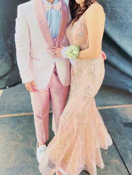 Dos Formal Pink Size 4 Embroidery Rose Gold Mermaid Dress on Queenly
