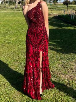 Sherri Hill Red Size 2 Euphoria One Shoulder Side slit Dress on Queenly