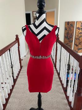 Cinderella Divine Red Size 2 Midi $300 Belt Cocktail Dress on Queenly