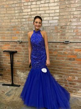 Sherri Hill Blue Size 4 Jewelled Winter Formal Polyester Mermaid Dress on Queenly