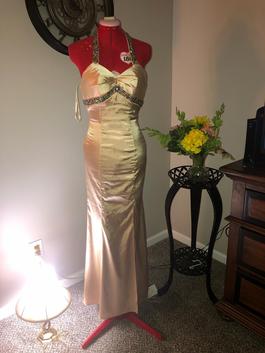 Wow Couture Gold Size 0 Side slit Dress on Queenly