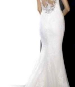Pronovias White Size 10 Floor Length Corset 50 Off Train Straight Dress on Queenly