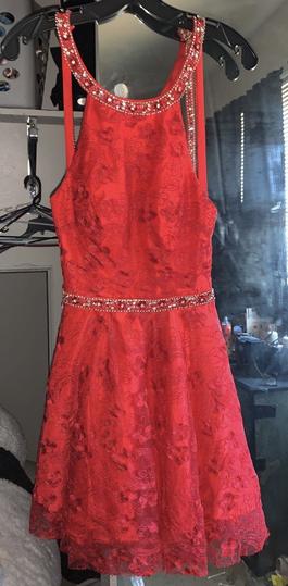 Blush Prom Red Size 2 Floor Length Backless Jewelled $300 Straight Dress on Queenly