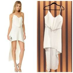 Halston Heritage White Size 12 Midi Engagement Polyester Cocktail Dress on Queenly