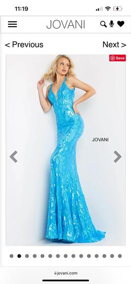Jovani Blue Size 2 Jewelled Mermaid Dress on Queenly