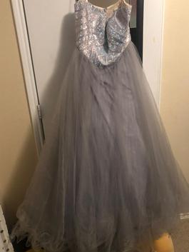 Silver Size 14 Train Dress on Queenly