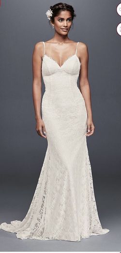 Galina White Size 4 $300 Train Wedding Straight Dress on Queenly