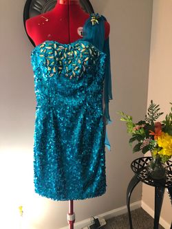 Clarisse Blue Size 0 Jewelled Summer 50 Off Cocktail Dress on Queenly