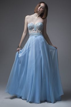 Style 15326 Brit Cameron Blue Size 6 Tall Height Floor Length Ball gown on Queenly