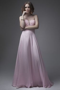 Style 15325 Brit Cameron Light Pink Size 10 Prom Sheer Tall Height Tulle Ball gown on Queenly