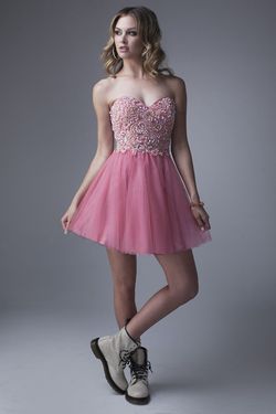 Style 15218 Brit Cameron Pink Size 6 Midi $300 50 Off Tulle Cocktail Dress on Queenly