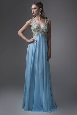 Style 15108 Brit Cameron Blue Size 4 Tulle Straight Dress on Queenly