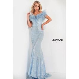 Jovani Blue Size 0 Jewelled Feather Mermaid Dress on Queenly