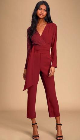 Lulus Red Size 6 Floor Length Jumpsuit Dress on Queenly