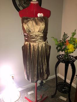 David's Bridal Gold Size 16 $300 Satin Cocktail Dress on Queenly