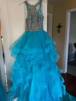 Sherri Hill Blue Size 4 Ball gown on Queenly
