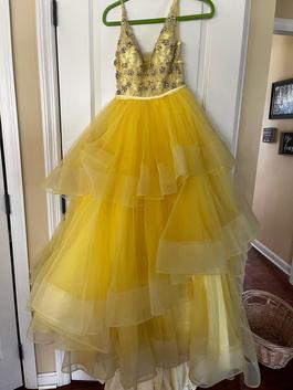 Rachel Allan Yellow Size 2 Ruffles Short Height Beaded Top Ball gown on Queenly