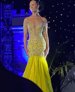 Rachel Allan Yellow Size 0 Pageant Mermaid Dress on Queenly