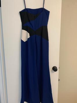 BCBG Blue Size 4 Strapless Pattern A-line Dress on Queenly