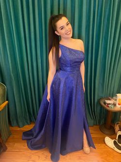 Sherri Hill Blue Size 6 Side slit Dress on Queenly