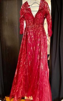 Style -1 Cat walk couture Red Size 6 Tall Height Overskirt A-line Dress on Queenly