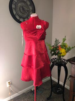 De Larue Red Size 6 Party Midi $300 One Shoulder Cocktail Dress on Queenly