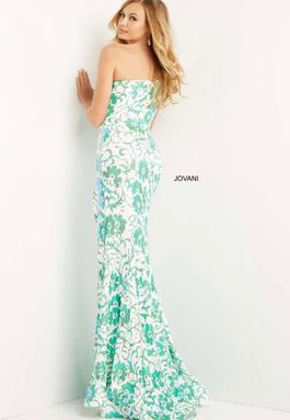 Jovani Green Size 0 Floral Prom Jewelled Side slit Dress on Queenly
