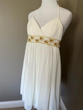 Jodi Kristopher White Size 0 Halter $300 Bridal Shower Cocktail Dress on Queenly