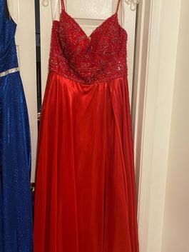 Ellie Wilde Red Size 14 Beaded Top Jewelled A-line Dress on Queenly