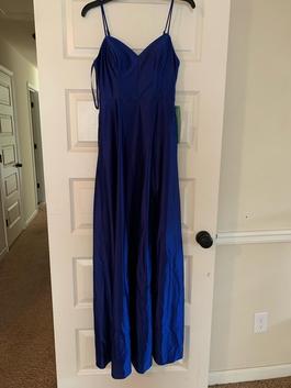 city triangles Blue Size 6 Prom Satin Black Tie Silk Side slit Dress on Queenly