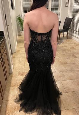 Jovani Black Size 00 Beaded Top Tulle Strapless Mermaid Dress on Queenly