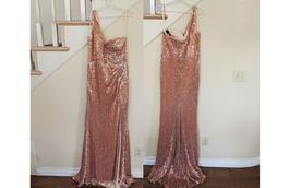 Style Rose Gold Sequin Beaded One Shoulder Gown Cinderella Divine Gold Size 6 Polyester Mermaid Dress on Queenly
