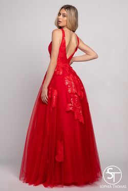 Style 2115 Sophia Thomas Red Size 4 Floor Length Tall Height Ball gown on Queenly