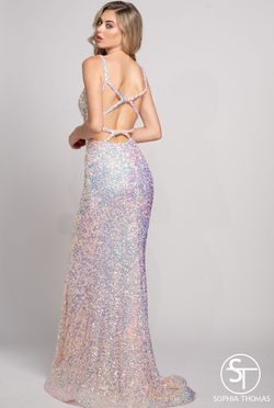 Style 3014 Sophia Thomas Light Pink Size 2 Floor Length Cut Out Prom Side slit Dress on Queenly