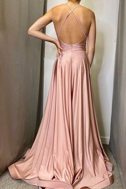Style 341 Jessica Angel Pink Size 4 Halter Prom Tall Height Side slit Dress on Queenly